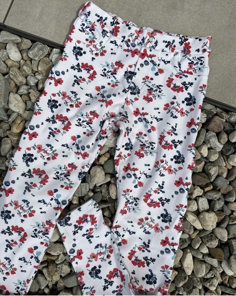 Legíny dětské Petit Bateau bílé s květinkami